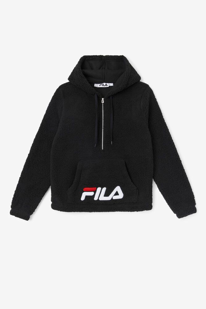 Fila Hettegenser Dame Svart Cozy Up Half Glidelås Sherpa Jakke 301824-HUO